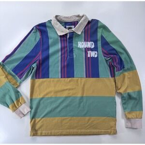 ROUND TWO Sean Wotherspoon Striped Colorblock Rugby Shirt Mens Medium Streetwear